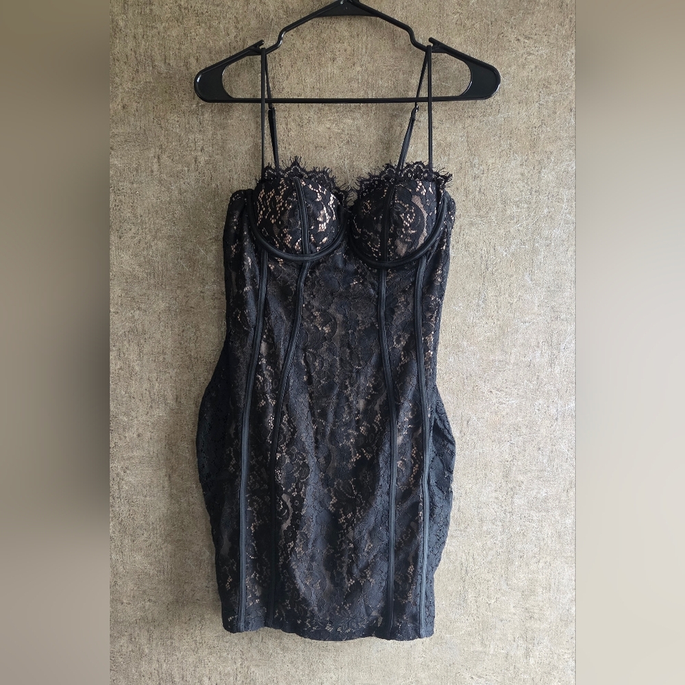 Black Lace Bustier Dress
